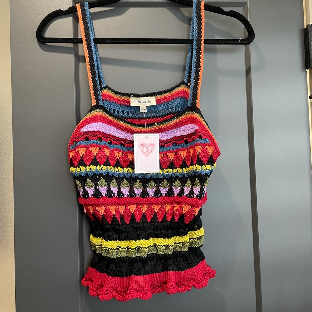 Colorful knitted tank top